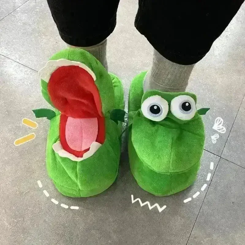 Indoor Croc Moving Mouth Plush Slippers - Image 3