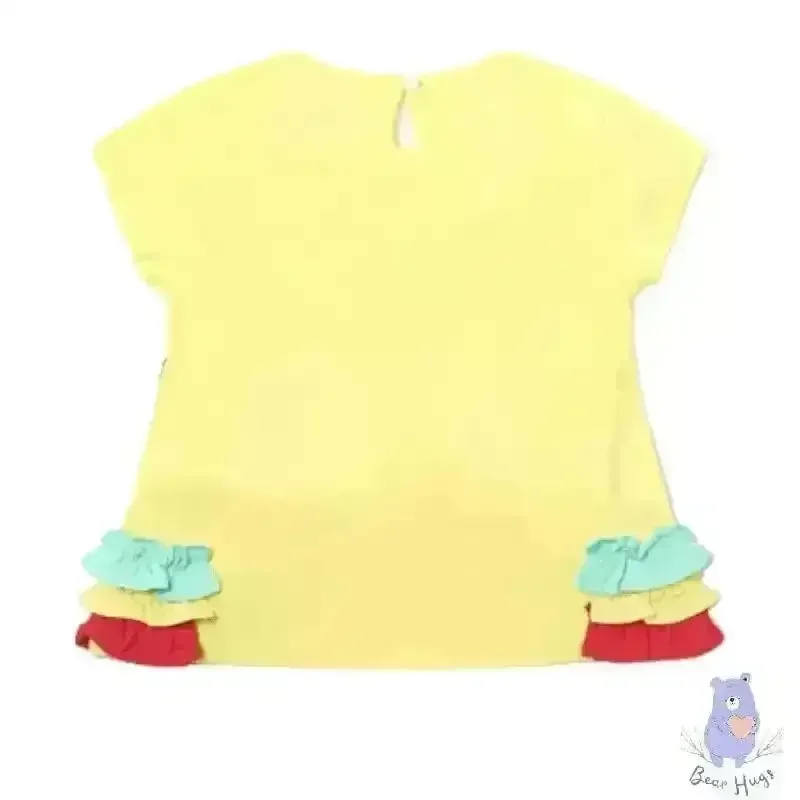 Kids Printed Round-Neck Top with Ruffled Panels - Image 2