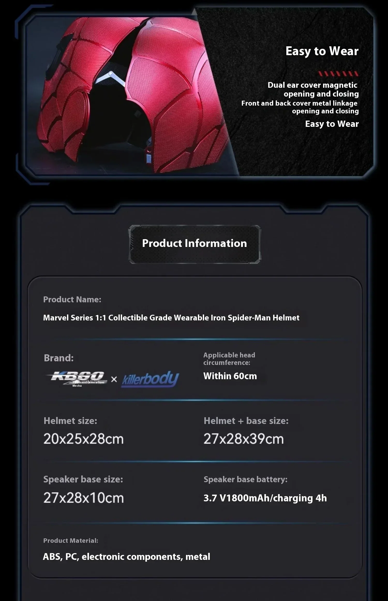 Killerbody Iron Spiderman Smart Helmet - Image 19