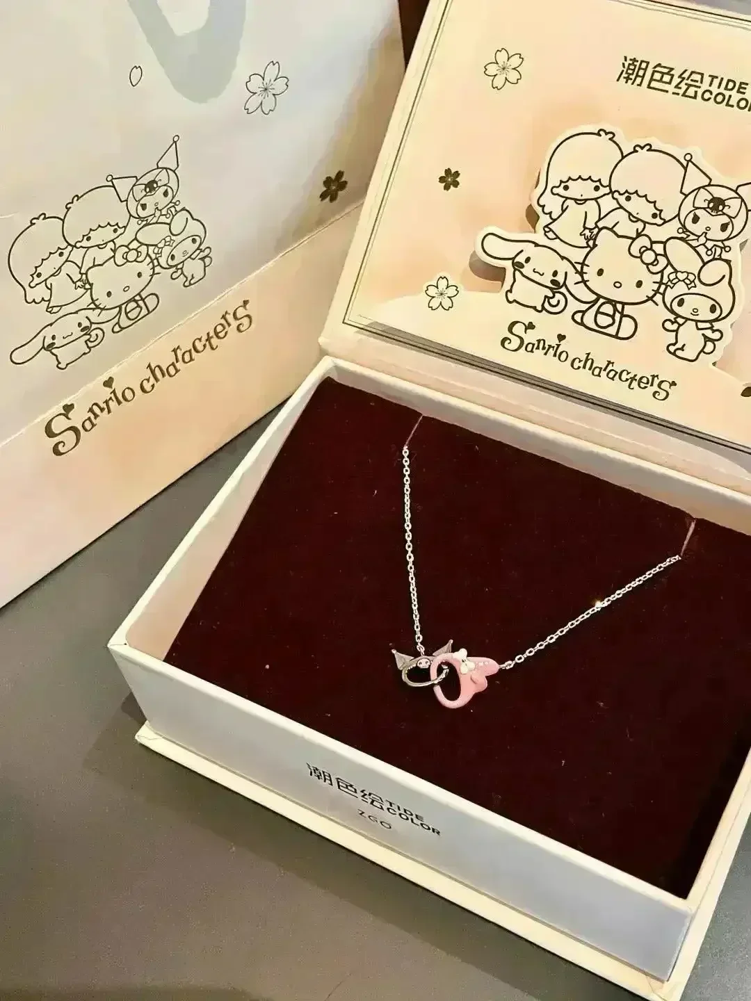 Kuromi and My Melody Double Interlocking Necklace - Image 6