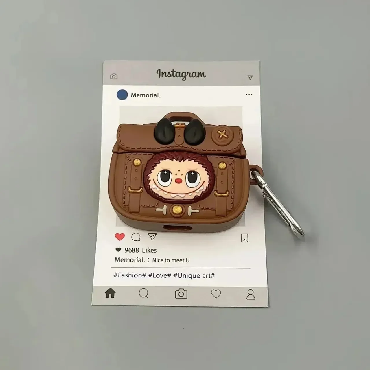 Labubu Brown Leather Case (For Airpods) - Image 6
