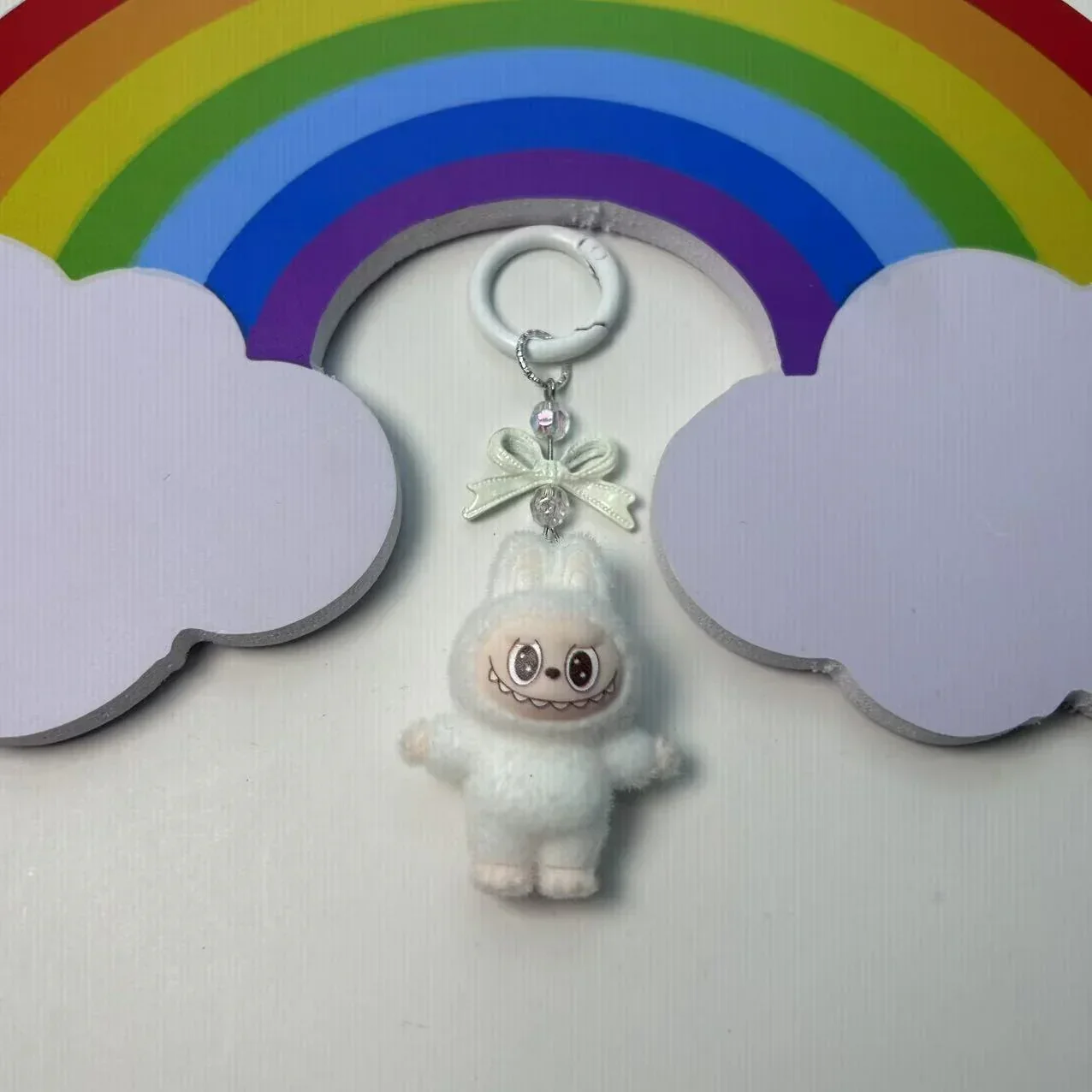 Labubu Crystal Bow Charm Keychain - Image 11
