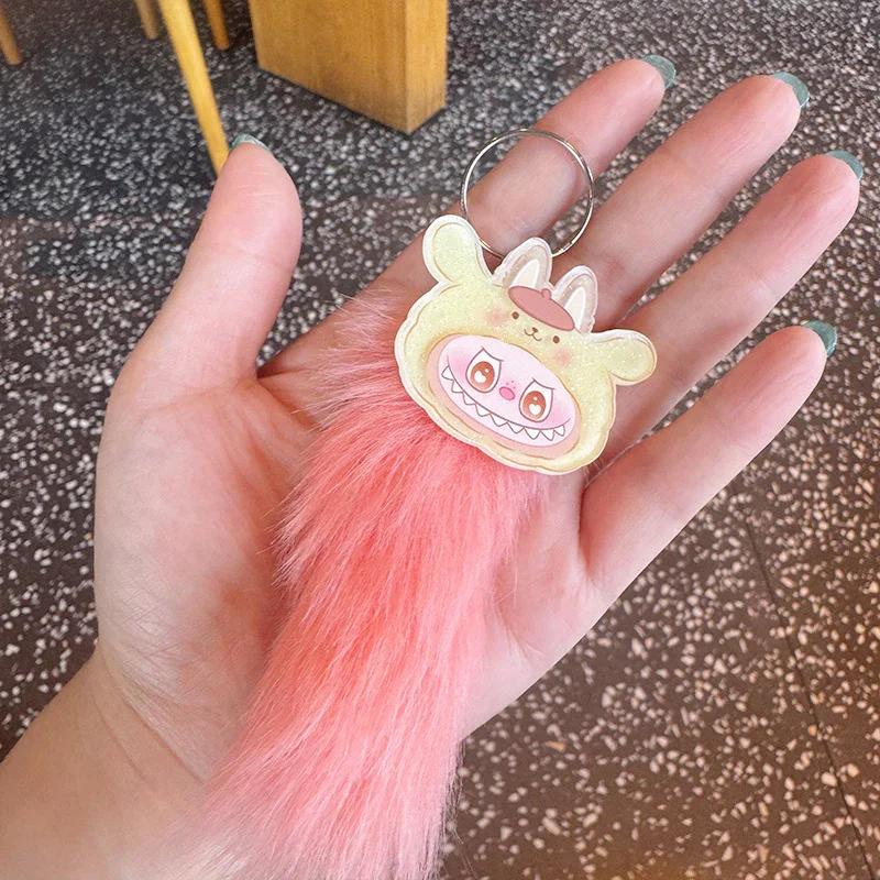 Labubu Fur Tail Charm Keychain - Image 3