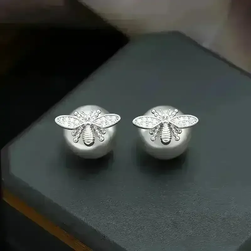 Little Bee Pearl Drop Stud Earrings - Image 6