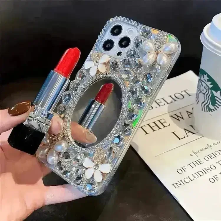 Luxurious Pearl Flowers Mirror Phone Case (For iPhones) - Image 2