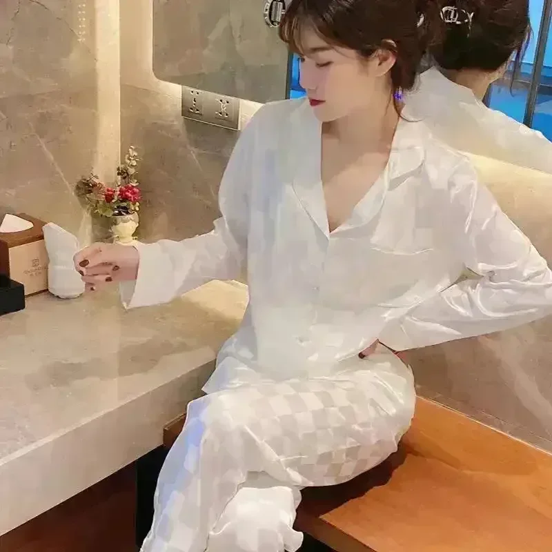 Luxury Designer Ice Silk Night Suit - Image 10