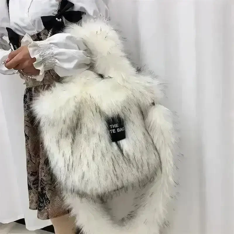 Luxury Faux Fur Gradient Tote Bag - Image 14