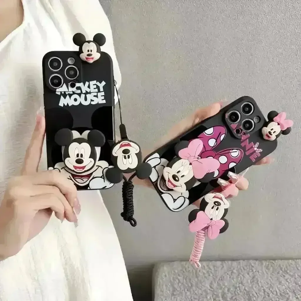 Mickey Minnie Casual Phone Case with Strap (For iPhones) - Image 3