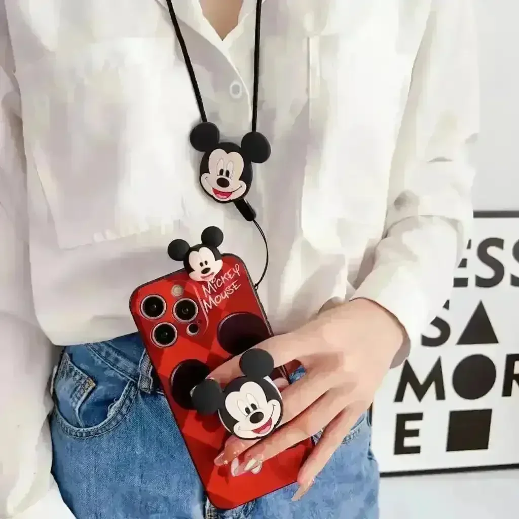 Mickey Minnie Cute Phone Case with Strap (For iPhones) - Image 3