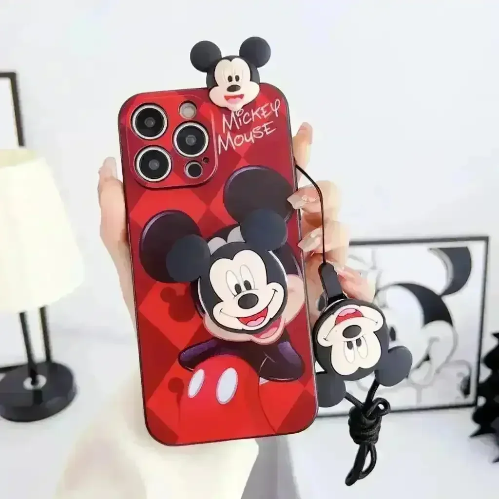 Mickey Minnie Cute Phone Case with Strap (For iPhones) - Image 4