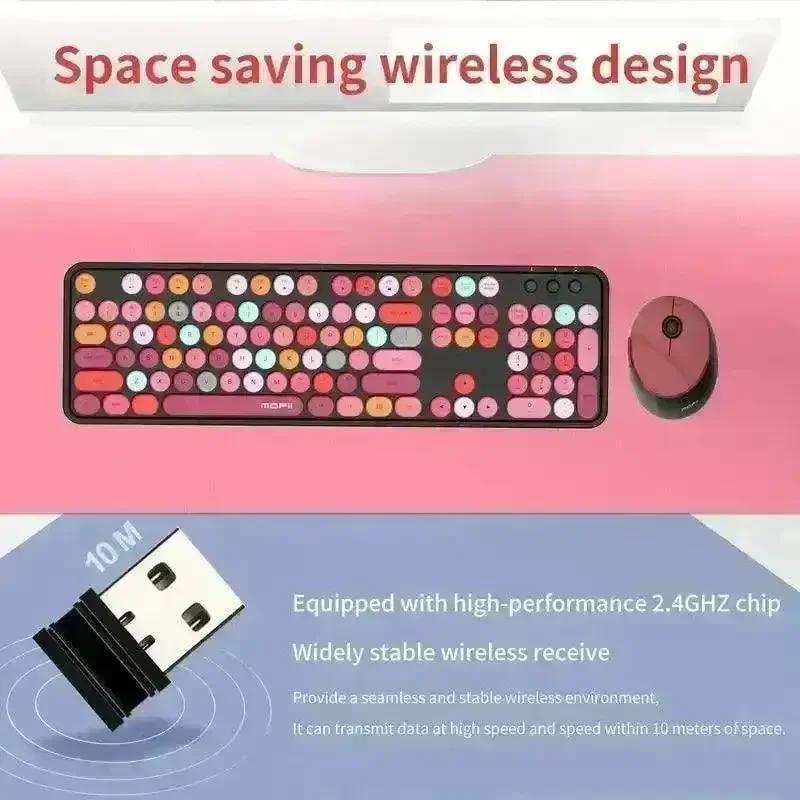 Mofii Wireless Retro Style Punk Mouse And Keyboard Kit - Image 12