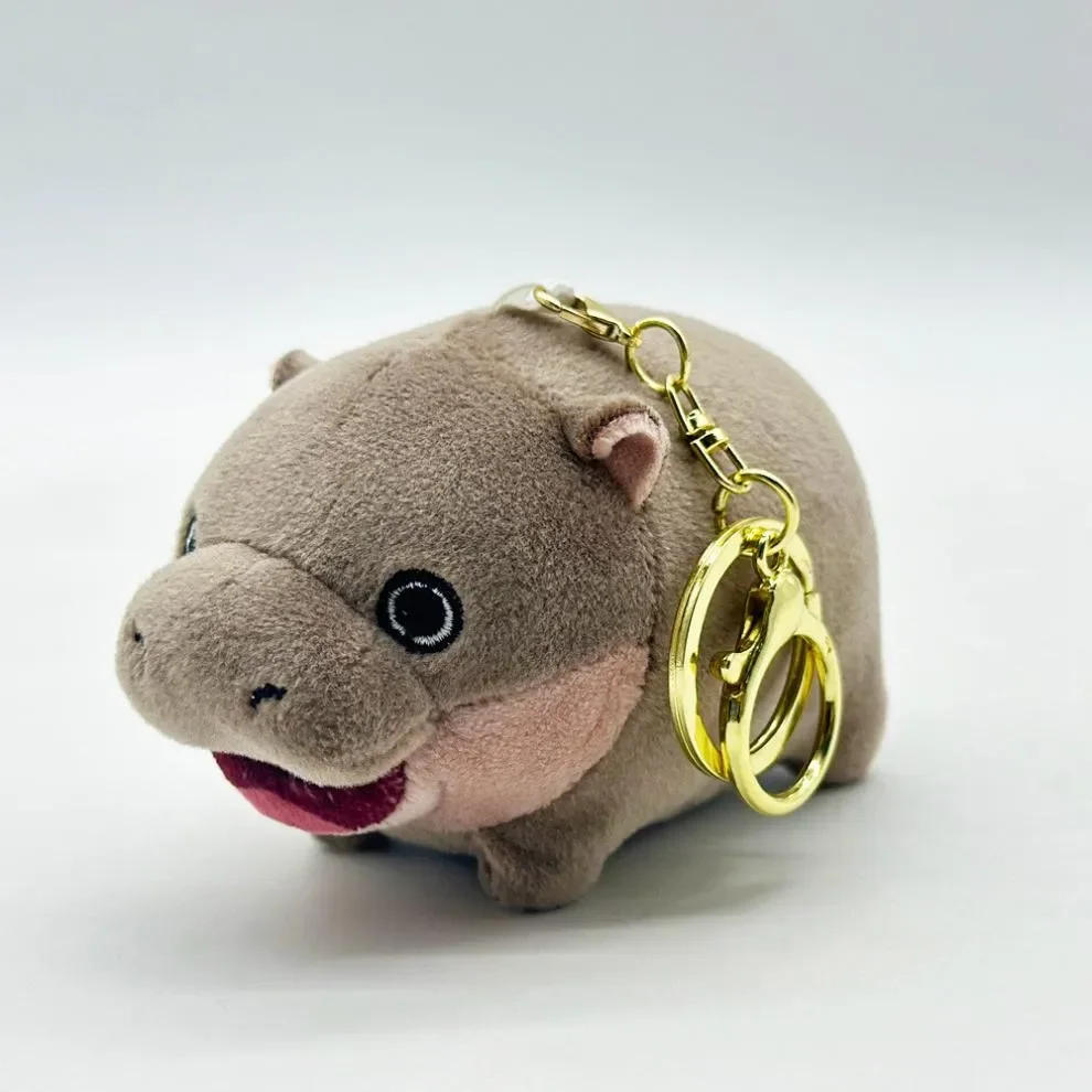 Moo Deng Pygmy Hippo Plush Keychain - Image 3