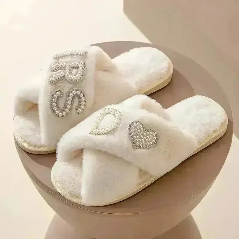 Mrs. Heart Customised Letter Plush Sandals - Image 4