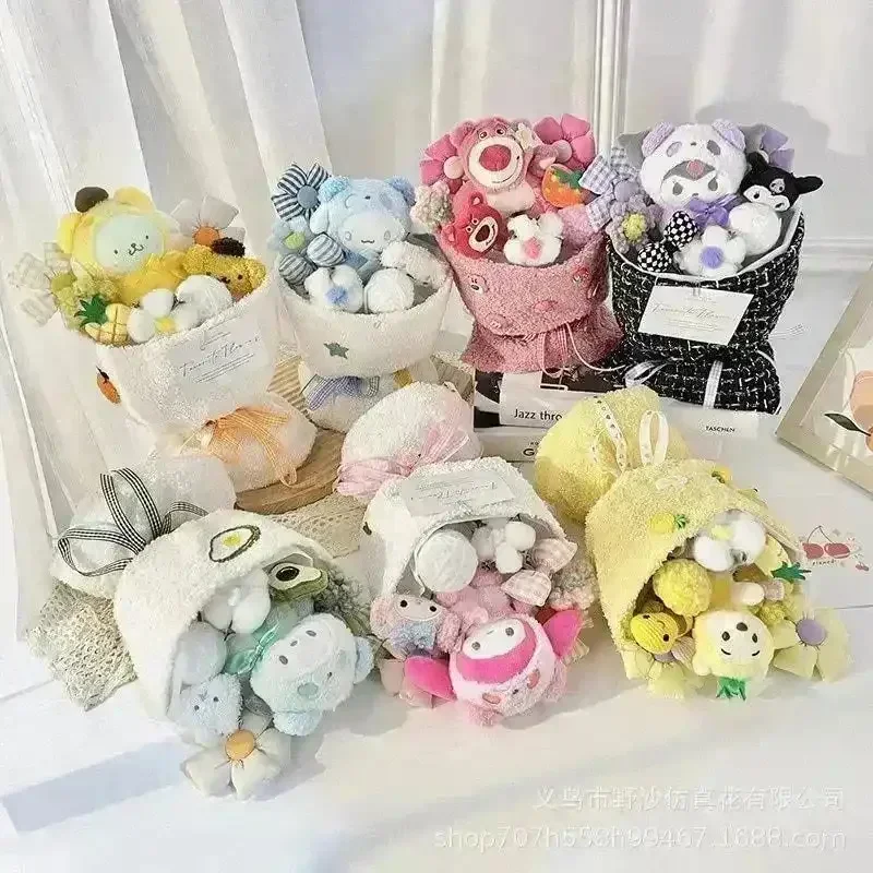 My Melody Kuromi Lotso Winnie Plush Doll Bouquet - Image 2