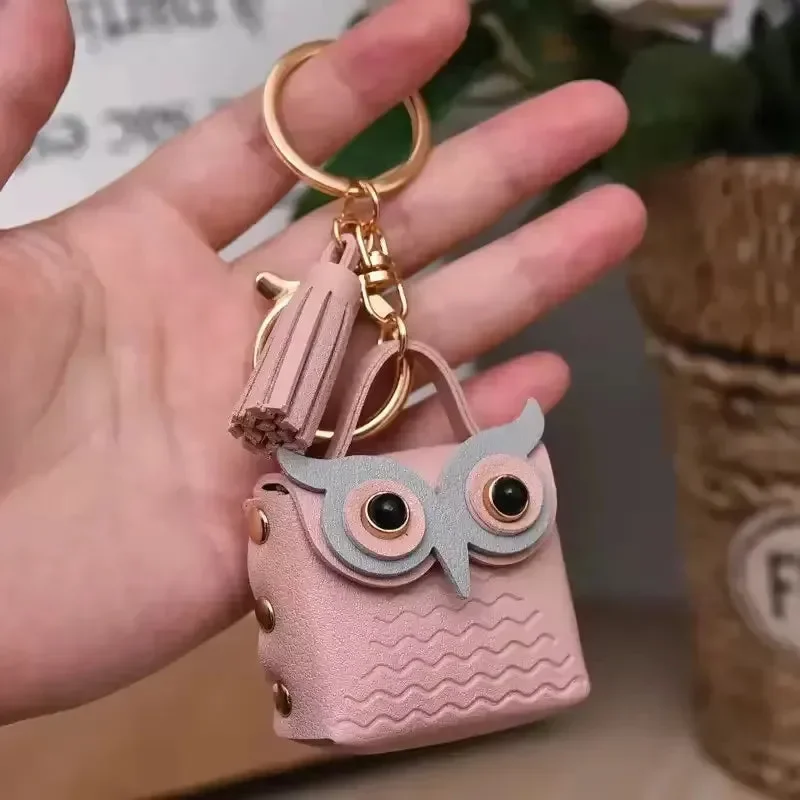 Owl Eye Leather Coin Purse Keychain - Image 14