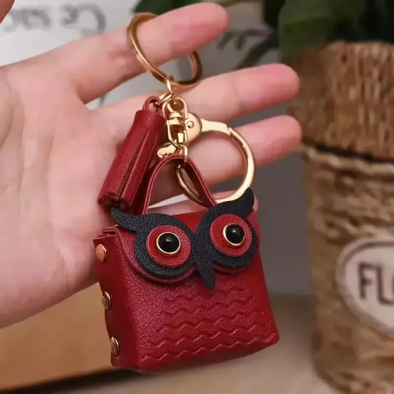 Owl Eye Leather Coin Purse Keychain - Image 16