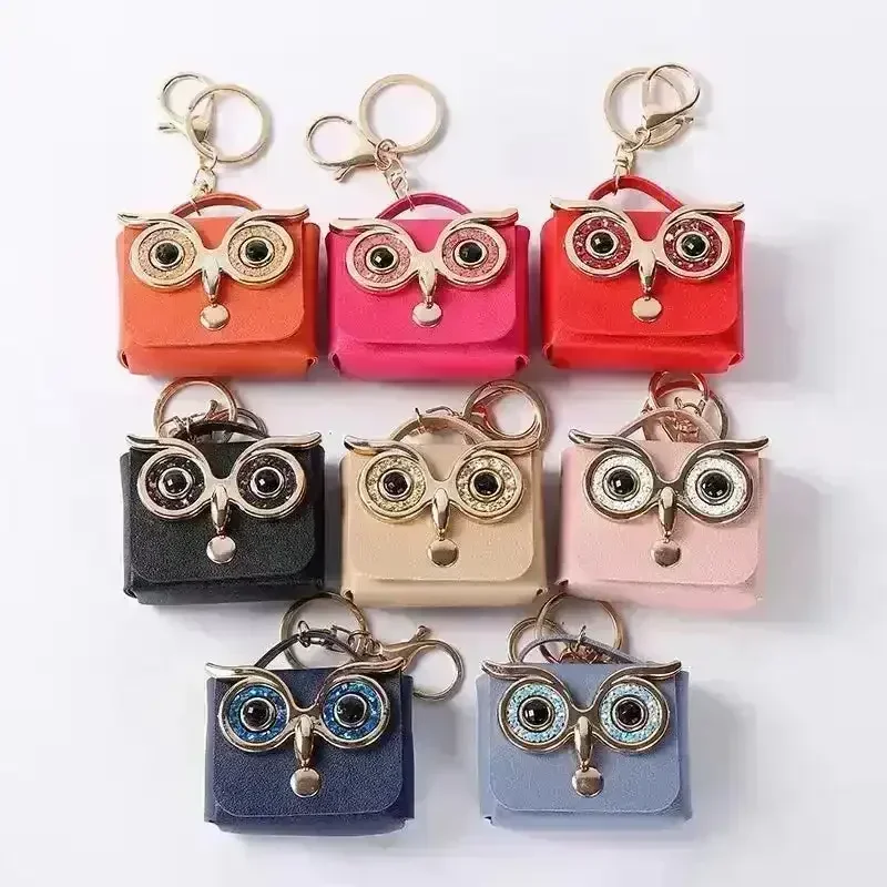 Owl Eye Leather Coin Purse Keychain - Image 4