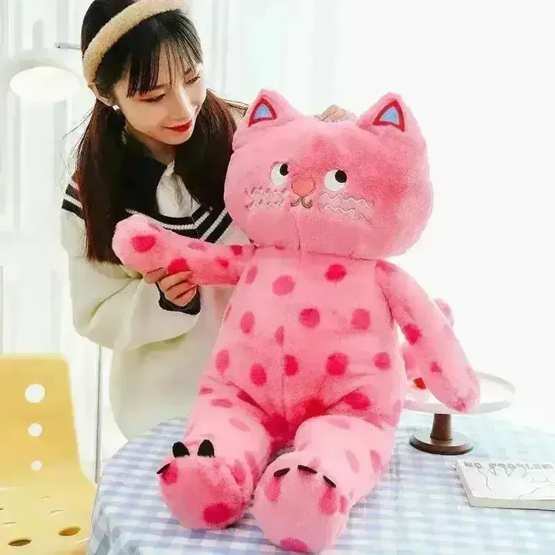 Pink Polka Dot Cat Plush Toy - Image 6