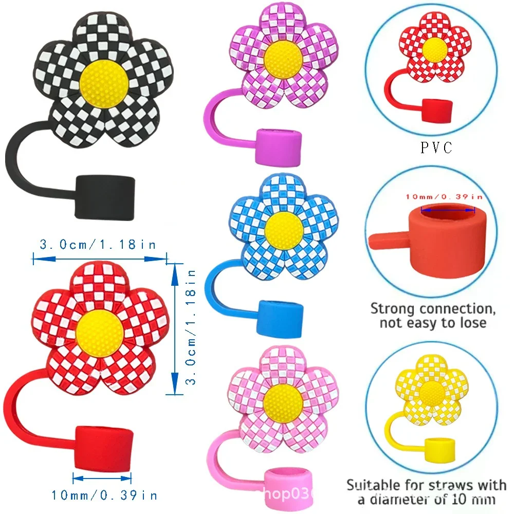 Plaid Floral Silicone Straw Topper - Image 11