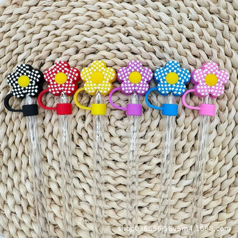 Plaid Floral Silicone Straw Topper - Image 3