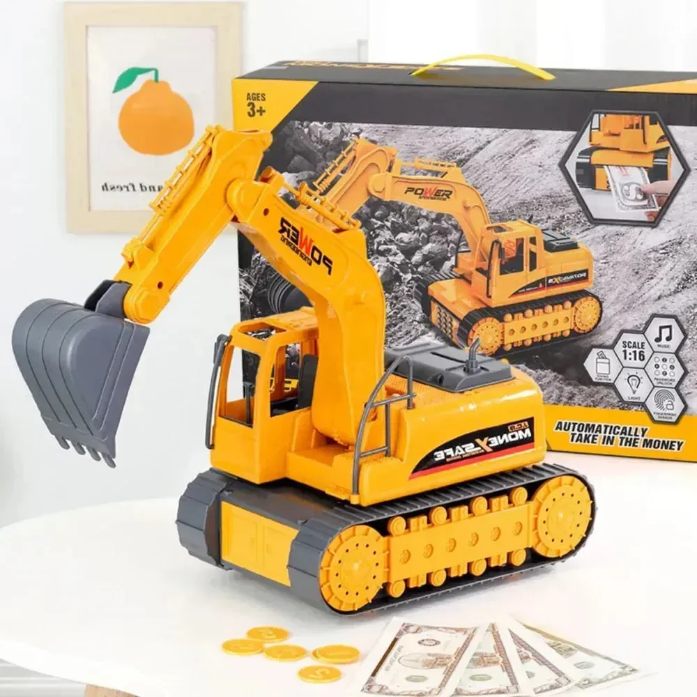 Playful Excavator Piggy Bank