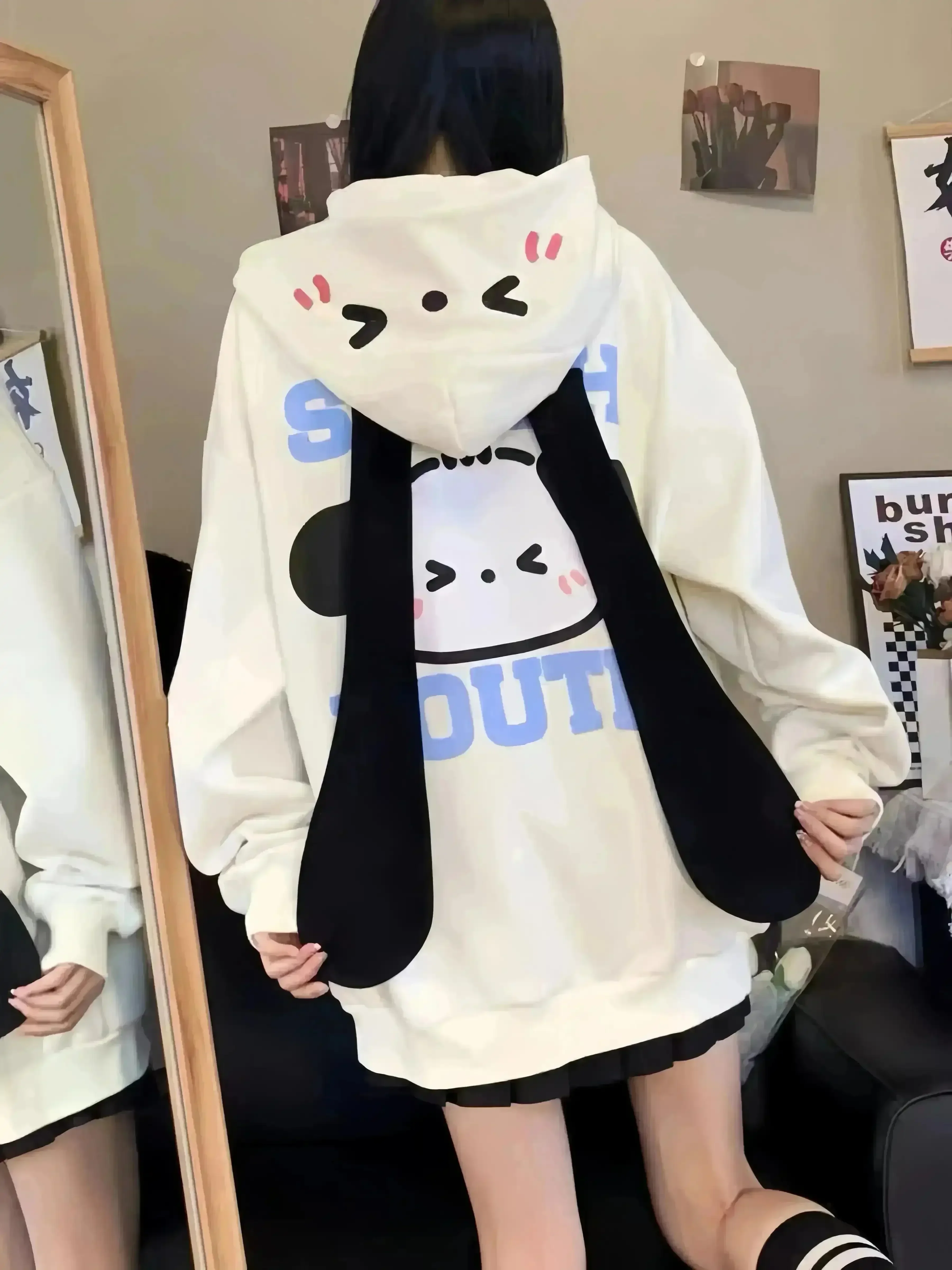 Playful Pochacco Long Sleeve Hoodie - Image 3
