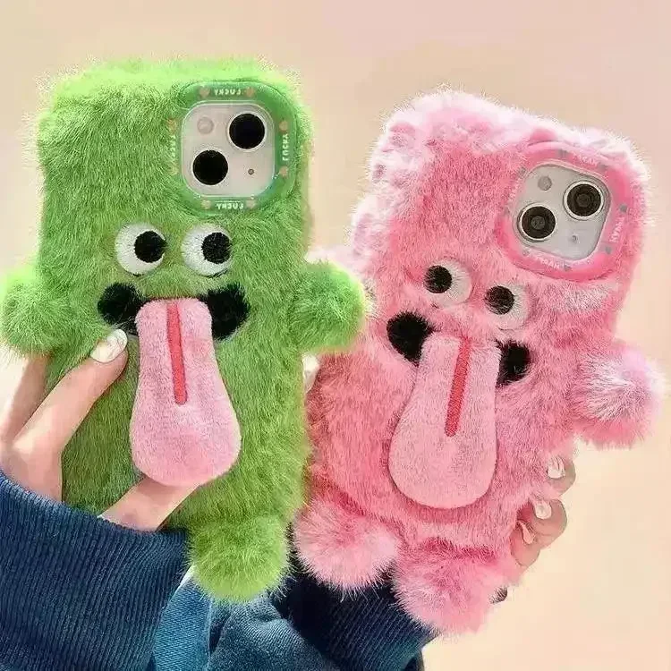Plush Cartoon Sticky Tongue Phone Case (For iPhones) - Image 2
