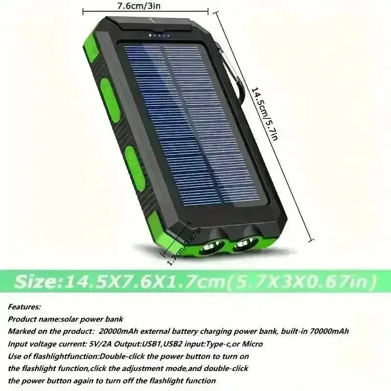 Portable Solar Energy Mobile Adventure Power Bank (7000 mAh) - Image 13