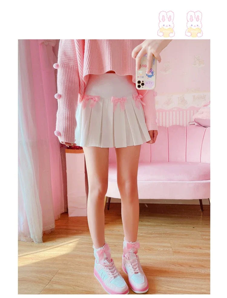 Princess Pleats White Bow Skirt - Image 5
