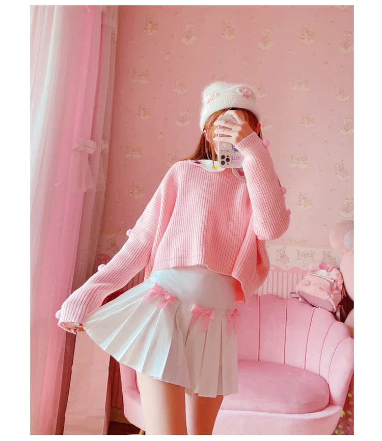 Princess Pleats White Bow Skirt - Image 6