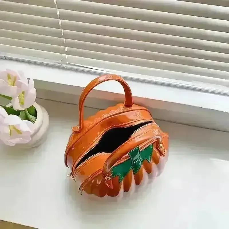Pumpkin Shaped Satchel Novelty Crossbody Bag - Image 4