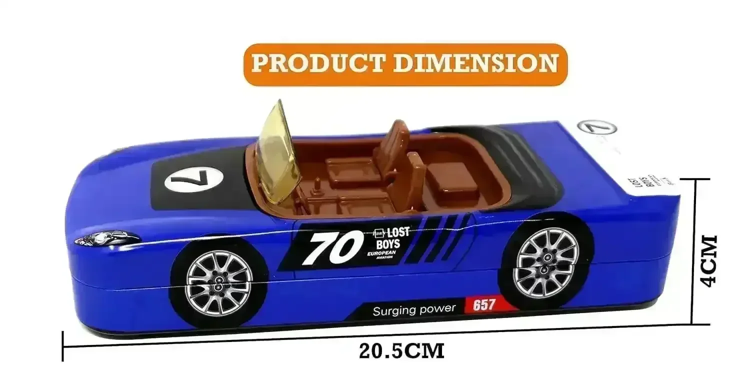 Racing Car Metal Pencil Box with Movable Wheels and Seats - Image 8