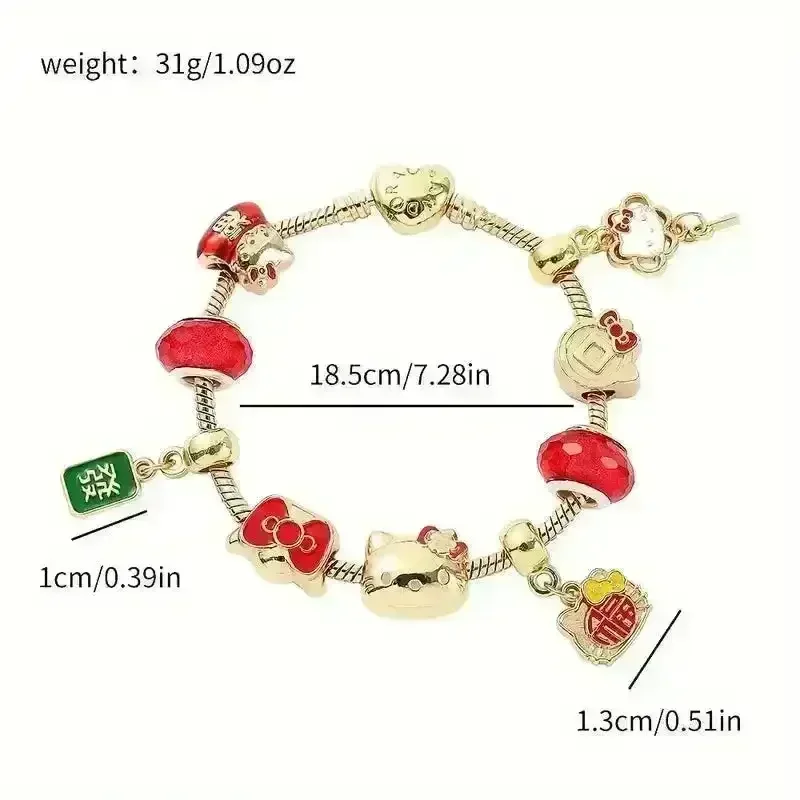 Radiant Red Stone Hello Kitty Charm Bracelet - Image 5