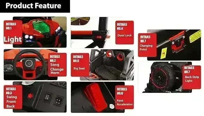 Rechargeable Battery Electric Steering 4x4 Kids Jeep - Image 4
