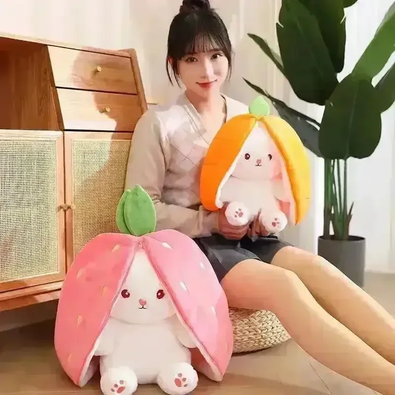 Double Delight: Reversible Strawberry Carrot Bunny Plush! - Image 5