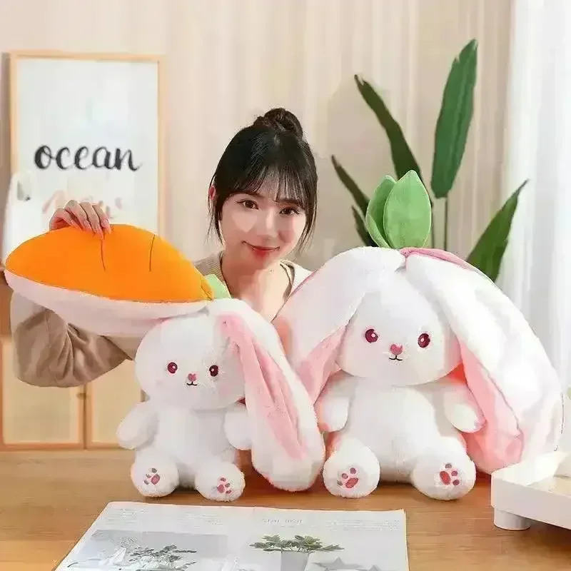 Double Delight: Reversible Strawberry Carrot Bunny Plush! - Image 6