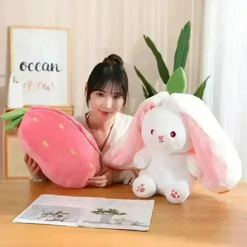 Double Delight: Reversible Strawberry Carrot Bunny Plush! - Image 7