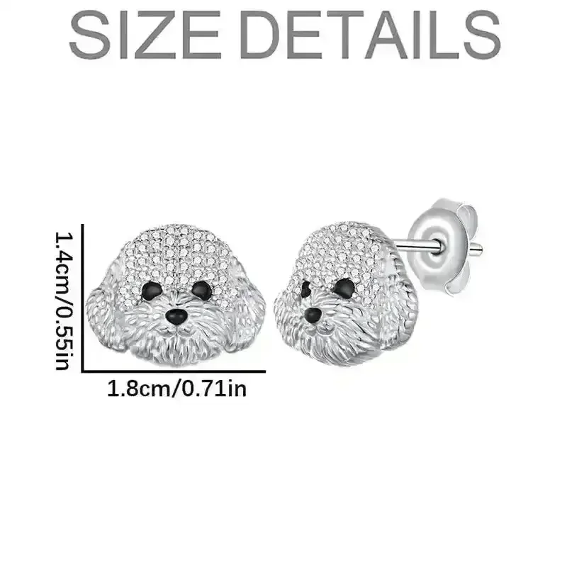 Rhinestone Maltese Dog Stud Earrings - Image 10