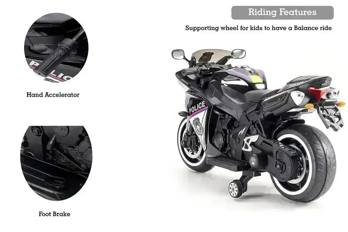 Ride-on Kids Rechargeable Police Bike - Image 10