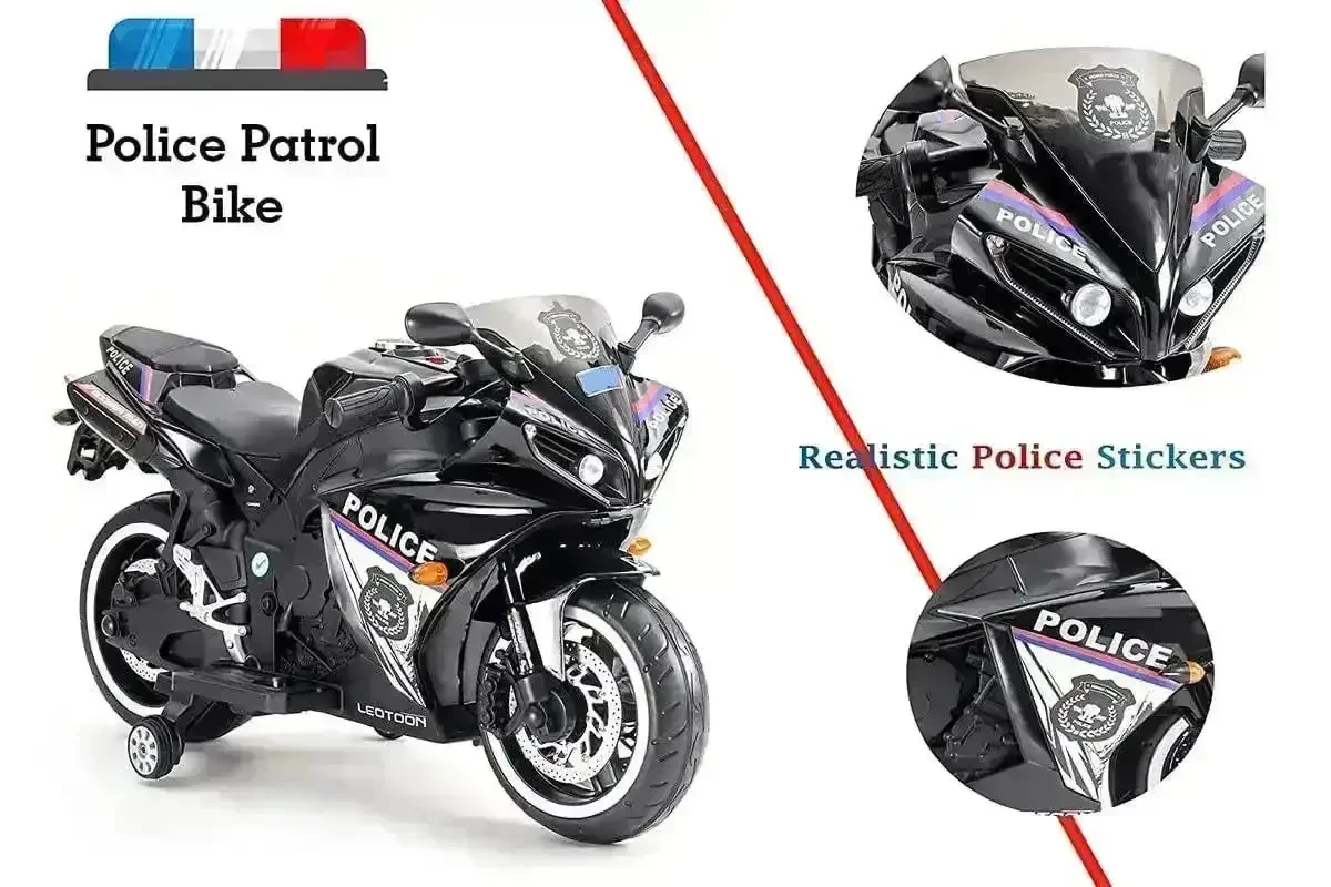 Ride-on Kids Rechargeable Police Bike - Image 13