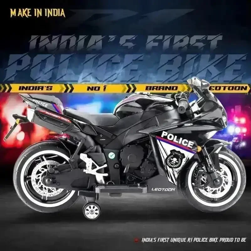 Ride-on Kids Rechargeable Police Bike - Image 5