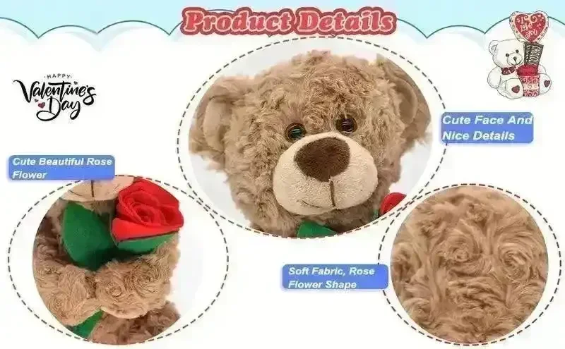 Rose Teddy Bear (30 cm) - Image 6