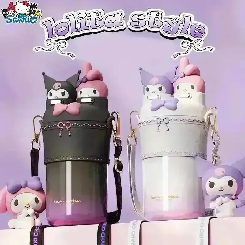 Sanliou 2 in 1 Kuromi & My Melody Steel Kawaii Bottle (550 ml) - Image 2