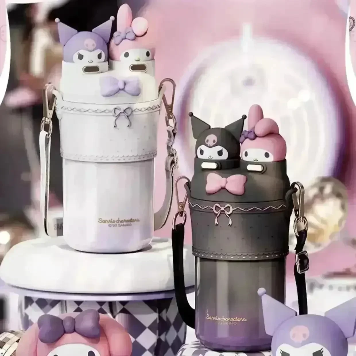 Sanliou 2 in 1 Kuromi & My Melody Steel Kawaii Bottle (550 ml) - Image 3