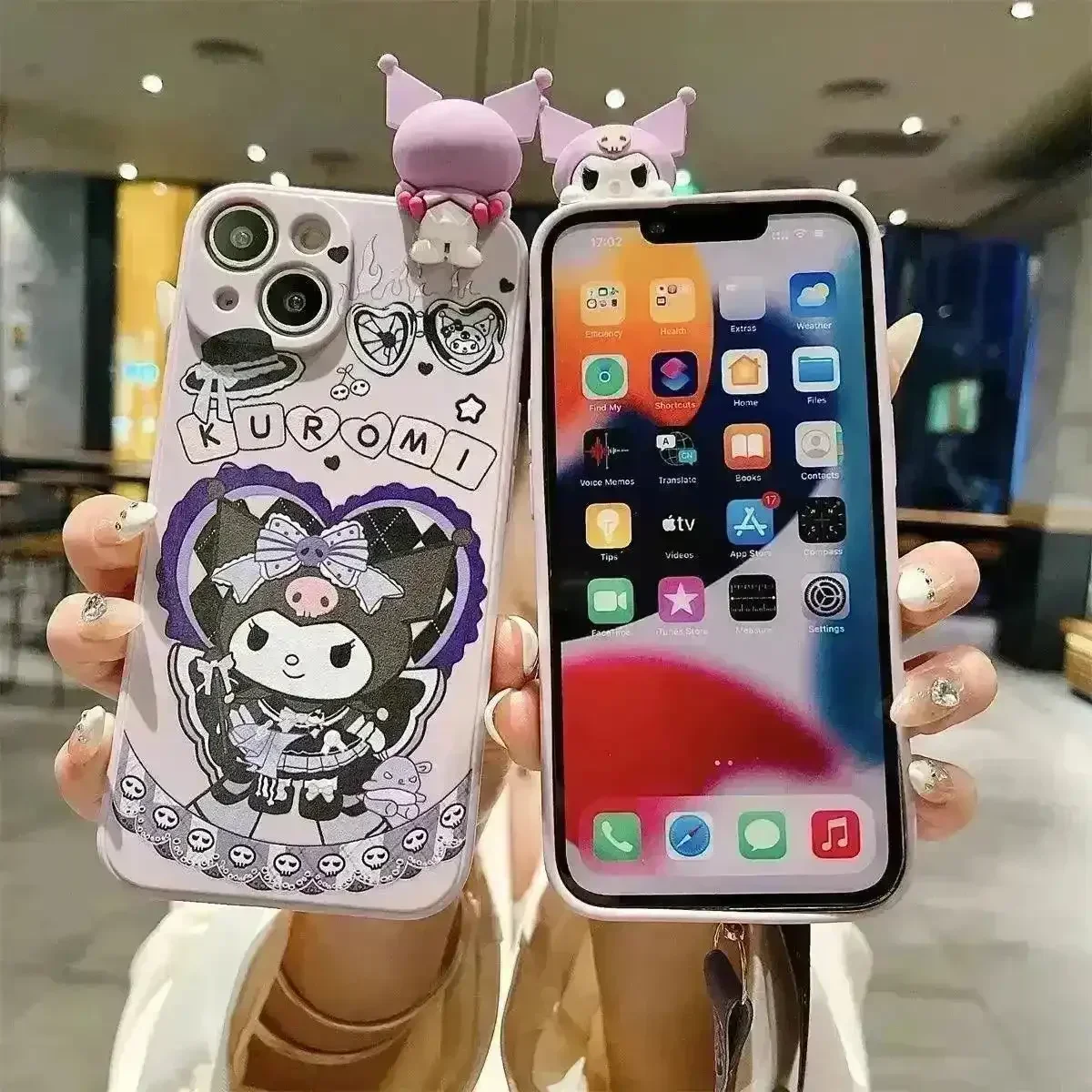 Sanliou Kuromi Lanyard Pearl Beads Phone Case (For iPhones) - Image 3