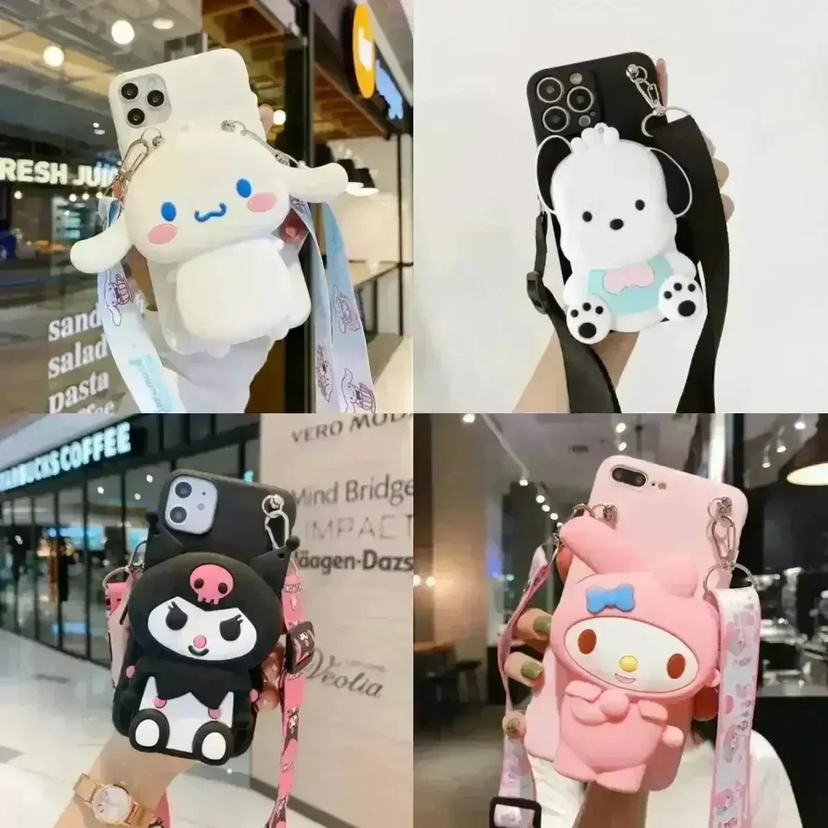Sanliou Kuromi & Friends Wallet TPU Case (For iPhones)