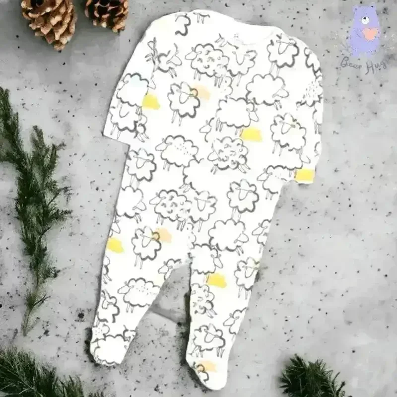 Sheep Sleeping Print Sleeping Suit / Romper (3 pcs) - Image 3