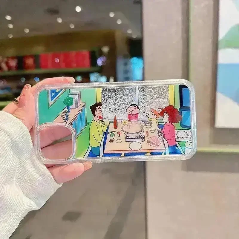Shinchan & Family Snowflake Quicksand Phone Case (For iPhone) - Image 5