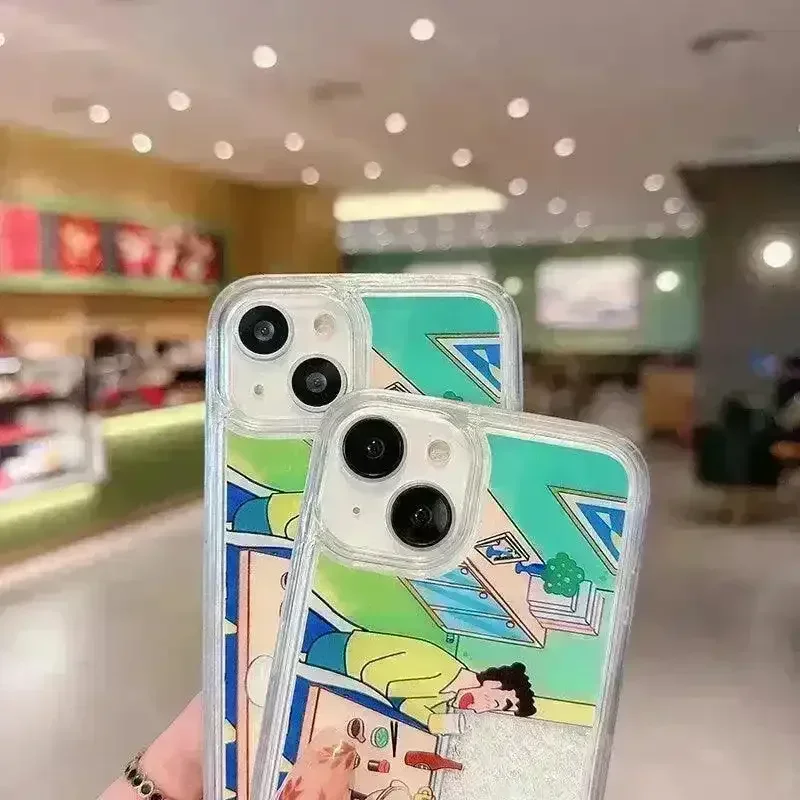 Shinchan & Family Snowflake Quicksand Phone Case (For iPhone) - Image 6