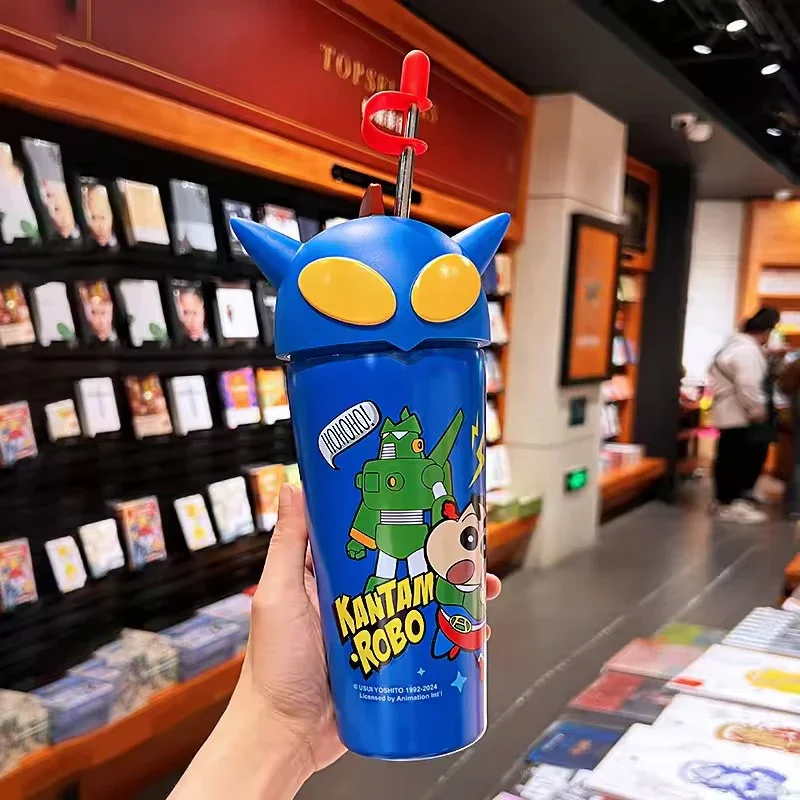 Shinichan Kasukabe 3D Head Insulated Straw Cup (600 ml) - Image 10